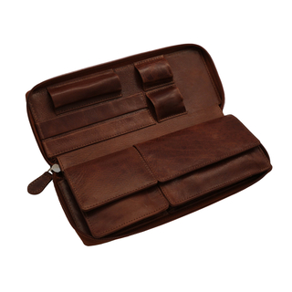 Genuine leather tobacco pouch cognac brilliant
