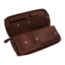 Genuine leather tobacco pouch cognac brilliant